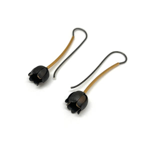 Black and Gold Flower Earrings-Earrings-Anna Krol-Pistachios