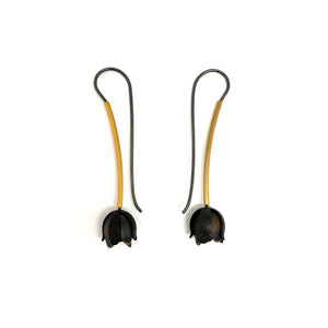Black and Gold Flower Earrings-Earrings-Anna Krol-Pistachios
