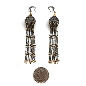 Black and Gold Fringe Earrings-Earrings-Sowon Joo-Pistachios