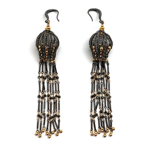 Black and Gold Fringe Earrings-Earrings-Sowon Joo-Pistachios
