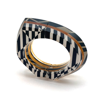 Black and Gold Hinge Statement Bracelet