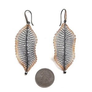 Black and Gold Leaf Earrings