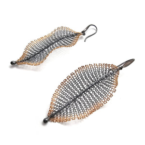 Black and Gold Leaf Earrings