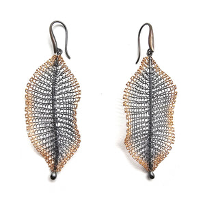 Black and Gold Leaf Earrings