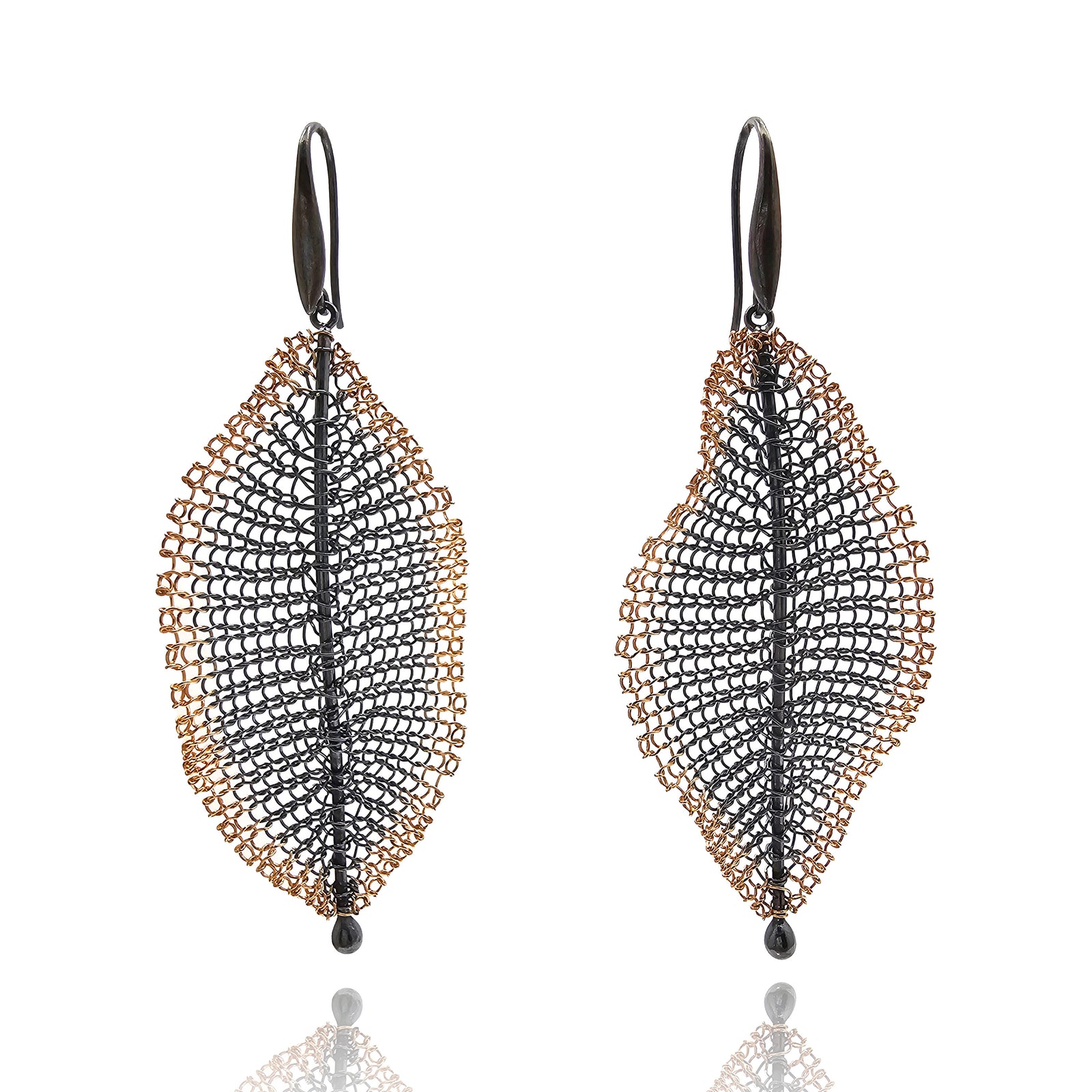Black and Gold Leaf Earrings-Earrings-Sowon Joo-Pistachios