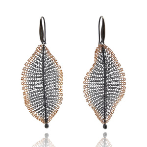 Black and Gold Leaf Earrings
