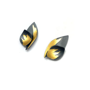 Black and Gold Petal Studs-Earrings-Judith Neugebauer-Pistachios