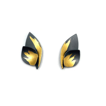 Black and Gold Petal Studs