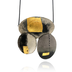 Black and Gold Puff Necklace-Necklaces-Myung Urso-Pistachios