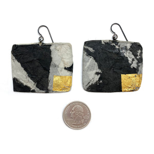 Black and Gold Wide Rectangle Earrings-Earrings-Myung Urso-Pistachios