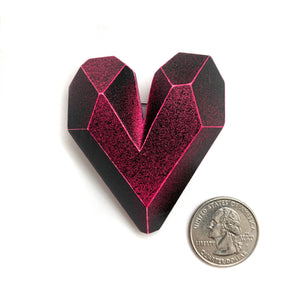 Black and Pink Heart Brooch-Pins-Eva Burton-Pistachios