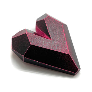 Black and Pink Heart Brooch-Pins-Eva Burton-Pistachios