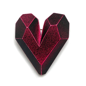 Black and Pink Heart Brooch-Pins-Eva Burton-Pistachios