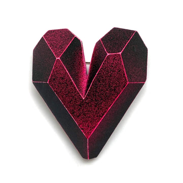 Black and Pink Heart Brooch