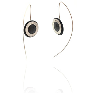 Black and Silver Double Circle Earrings-Earrings-Mariusz Fatyga-Pistachios