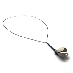 Black and Silver Floral Pendant-Necklaces-Anna Krol-Pistachios
