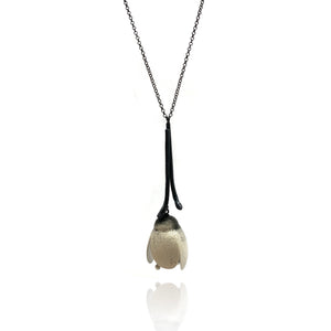 Black and Silver Floral Pendant-Necklaces-Anna Krol-Pistachios