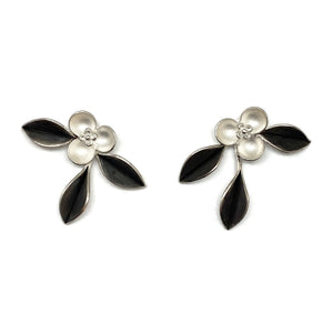 Black and Silver Flower Studs-Earrings-Huiyu Chiu-Pistachios