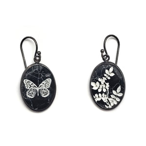Black and White Etched Earrings-Earrings-Kelly Jean Conroy-Pistachios