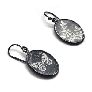 Black and White Etched Earrings-Earrings-Kelly Jean Conroy-Pistachios