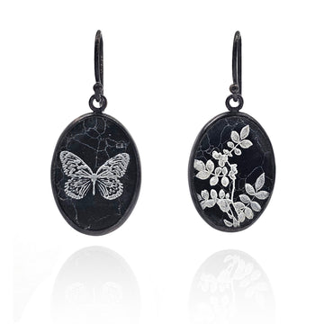 Black and White Etched Earrings