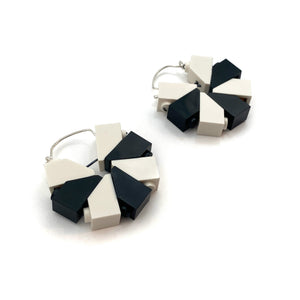 Black and White Mini Hoop Earrings-Earrings-Emiko Oye-Pistachios
