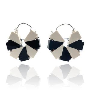 Black and White Mini Hoop Earrings-Earrings-Emiko Oye-Pistachios