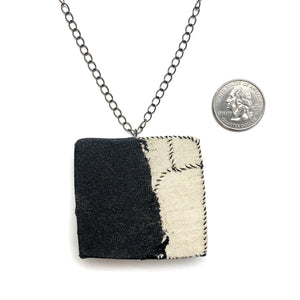 Black and White Square Pendant-Necklaces-Myung Urso-Pistachios