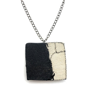 Black and White Square Pendant-Necklaces-Myung Urso-Pistachios