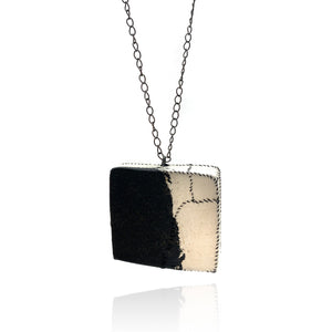 Black and White Square Pendant-Necklaces-Myung Urso-Pistachios