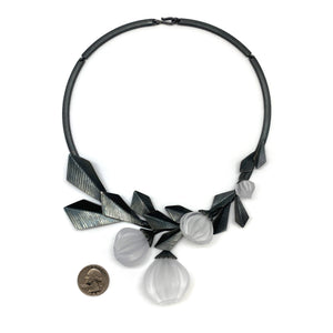 Blooming Acrylic and Silver Geometric Necklace-Necklaces-Nicole Schuster-Pistachios