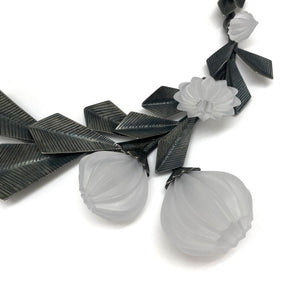 Blooming Acrylic and Silver Geometric Necklace-Necklaces-Nicole Schuster-Pistachios