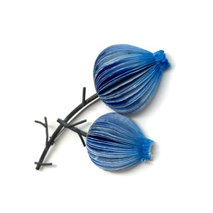 Blue Double Flower Brooch-Pins-Naoko Yoshizawa-Pistachios