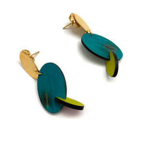 Blue Double Oval Earrings-Earrings-Cristina Zani-Pistachios