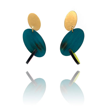 Blue Double Oval Earrings