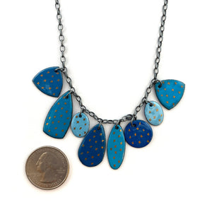 Blue Enamel Necklace with Gold Details-Necklaces-Jenne Rayburn-Pistachios