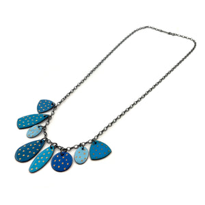 Blue Enamel Necklace with Gold Details-Necklaces-Jenne Rayburn-Pistachios