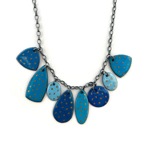 Blue Enamel Necklace with Gold Details-Necklaces-Jenne Rayburn-Pistachios