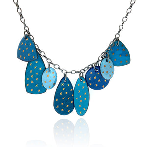 Blue Enamel Necklace with Gold Details-Necklaces-Jenne Rayburn-Pistachios