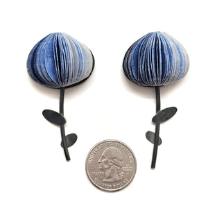 Blue Flower Paper Earrings-Earrings-Naoko Yoshizawa-Pistachios