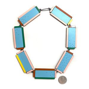 Blue Geometric Necklace-Necklaces-Karen Vanmol-Pistachios