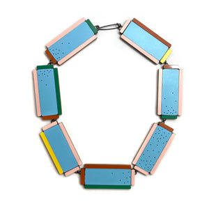Blue Geometric Necklace-Necklaces-Karen Vanmol-Pistachios