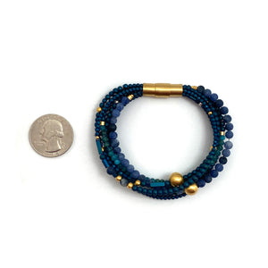 Blue Hematite Multi-Strand Bracelet-Bracelets-Oliwia Kuczynska-Pistachios