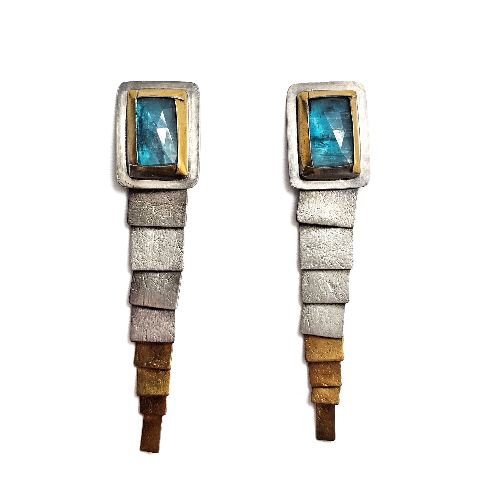 Blue Kyanite Tiered Earrings-Earrings-Austin Titus-Pistachios