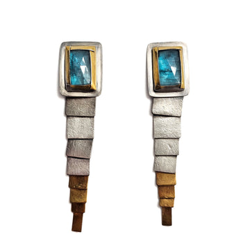 Blue Kyanite Tiered Earrings