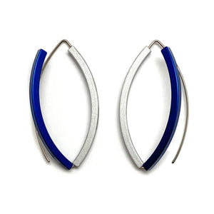 Blue & Silver 3D Bow Earrings - Square Tubing-Earrings-Ursula Muller-Pistachios