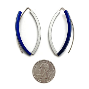 Blue & Silver 3D Bow Earrings - Square Tubing-Earrings-Ursula Muller-Pistachios