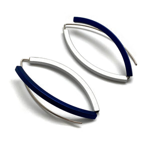 Blue & Silver 3D Bow Earrings - Square Tubing-Earrings-Ursula Muller-Pistachios