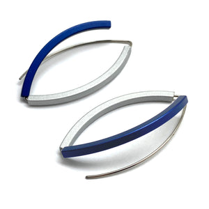 Blue & Silver 3D Bow Earrings - Square Tubing-Earrings-Ursula Muller-Pistachios