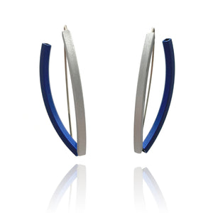 Blue & Silver 3D Bow Earrings - Square Tubing-Earrings-Ursula Muller-Pistachios
